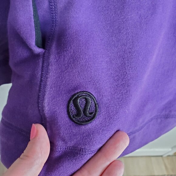 LULULEMON Savasana Wrap Cardigan Sweater Shawl Jacket Coat Purple Black Womens 8 - Picture 9 of 12